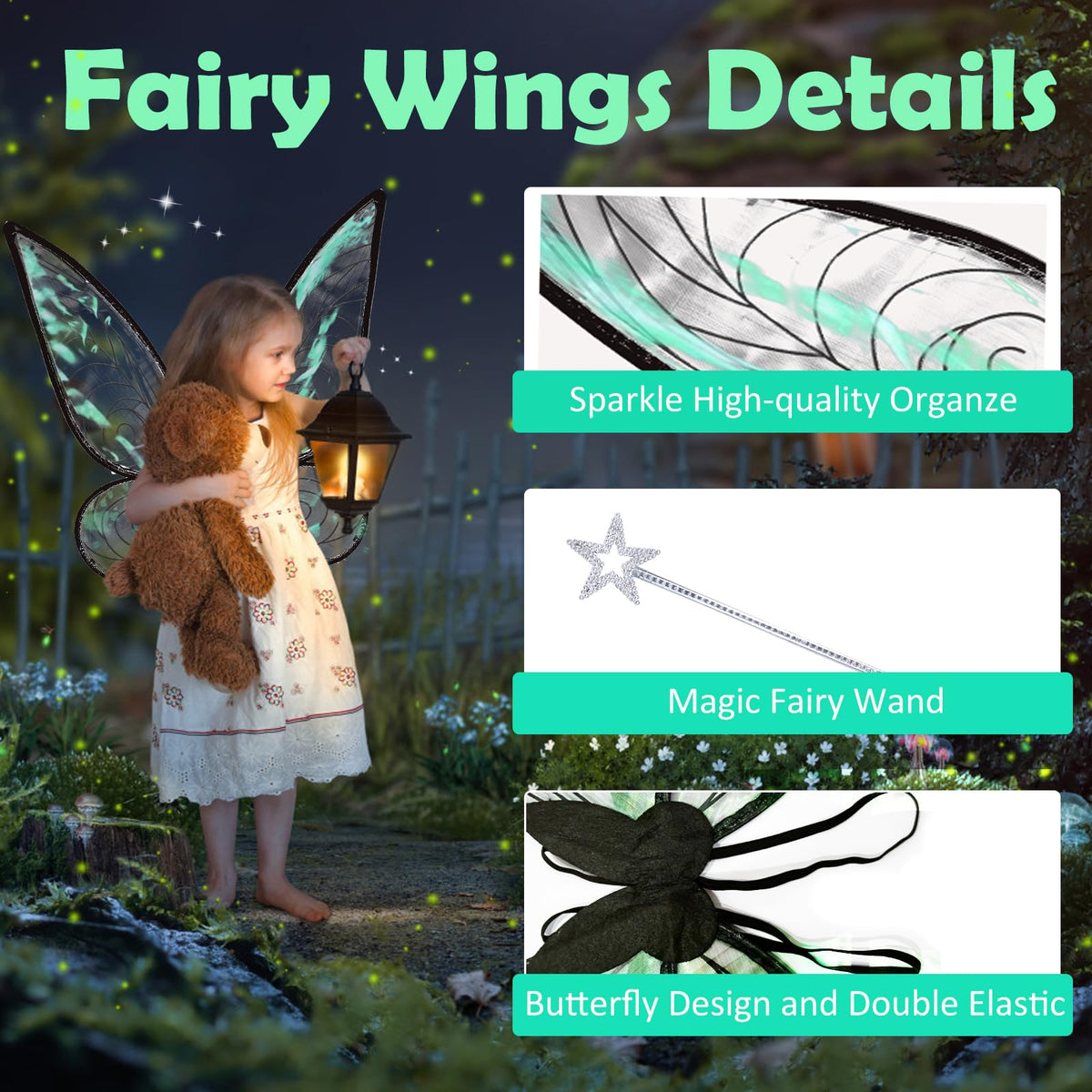 1 x Brand New CAINCAY 4pcs Fairy Wings for Kids with Elastic Straps fo –  Jobalots Europe