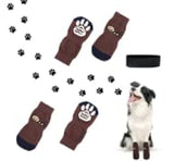 1 x Brand New Pack of 4 dog socks with rubber reinforced, non-slip dog paw protection for indoors, outdoors, cotton socks for medium and large dogs 2XL  - RRP €9.31