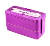 20 x Brand New Kisstta LunchBox Adults, 3 Layers Stackable Lunch Box with Compartments, 1000ML Japanese Leak-Proof Bento Box, Microwave Safe, Purple - RRP €160.0