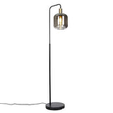 1 x RAW Customer Returns Qazqa - Design floor lamp I floor lamp I floor light I lamp I lamp black with gold I brass and smoked glass - Zuzanna I living room I bedroom - oblong - LED suitable E27 - RRP €95.75