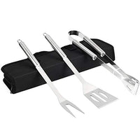 2 x RAW Customer Returns GQC stainless steel grill cutlery set, 3-piece grill tool set, professional grill cutlery sets in carrying bag BBQ grill tool grill set tools for men and women camping garden - RRP €30.2