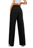 1 x RAW Customer Returns CZIMOO Hose Damen Elegant Marlenehose mit Weitem Bein Lang Dehnbare Schlupfhose Taschen Palazzo Hose Hohe Taille Frauen Anzughose Schwarz XL - RRP €40.33