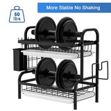 1 x RAW Customer Returns Astoryou Dish Drainer Tableware Black Stainless Steel 2-Tier Dish Drainer Rack with Utensil Holder and Dish Drying Rack Drainer for Drying the Sink 42 23 41cm  - RRP €28.22