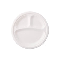 1 x Brand New BIOZOYG disposable plates 50 pieces 3-chambers 22 cm white round - menu plate sugar cane plate with division - snack plate with compartments plate divided party tableware - RRP €18.9