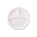 1 x Brand New BIOZOYG disposable plates 50 pieces 3-chambers 22 cm white round - menu plate sugar cane plate with division - snack plate with compartments plate divided party tableware - RRP €18.9