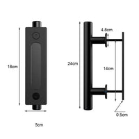 1 x RAW Customer Returns QINAIXQM 24 cm barn door handle, sliding door pull handle, black door handle, sliding door handle, kitchen handles, sliding door handle, for a wooden door, cupboard door - RRP €18.99