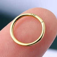 1 x RAW Customer Returns OUFER Body Piercing 18G 14K Solid Gold Hinged Clicker Segment Ring Lip Nose Hoop Helix Daith Tragus Septum Cartilage Earring 18G 6MM - RRP €71.05