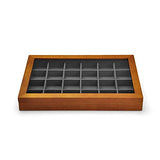 1 x RAW Customer Returns Oirlv Solid Wood Earrings Jewelry Storage Box Bracelet Necklace Jewelry Display Box Transparent Cover Jewelry Storage Box Home Dark Gray 24 Grids  - RRP €70.58