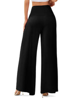 1 x RAW Customer Returns CZIMOO Wide Pants Women Summer Palazzo Pants High Waist Leisure Pants Ladies Pants Pyjama Pants Marlene Pants Casual Long Pants Black Leaves S - RRP €24.19