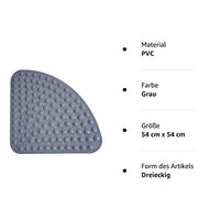 1 x RAW Customer Returns Shower mats shower non-slip, anti-slip mat, antibacterial, anti-mold, quarter circle, corner area, bathtub mats bath mat with suction cups for bathtub shower 54 cm x 54 cm, gray  - RRP €20.16