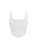 1 x RAW Customer Returns GORGLITTER Crop Tops Women s Summer Crop Top Y2k Crop Top 90s Crop Tank Top with U Neck Basic Top White S - RRP €21.17