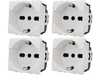 1 x RAW Customer Returns Schuko socket 2P E 16A White Compatible with Bticino Matix 4 pieces, White  - RRP €19.67