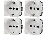 1 x RAW Customer Returns Schuko socket 2P E 16A White Compatible with Bticino Matix 4 pieces, White  - RRP €19.67