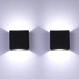 1 x RAW Customer Returns Lightess 2 pieces LED wall lights inside, black aluminum wall light inside, up down 6W modern wall light, LED wall lamp for living room, bedroom, hallway, balcony, stairwell - warm white 3000K - RRP €27.28