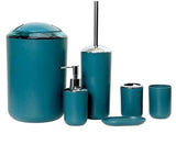 1 x RAW Customer Returns GMMH 6-piece bathroom set bathroom accessories set organizer soap dispenser, toothbrush cup, cosmetic bucket, toilet brush and holder, soap dish, trash can, toothbrush holder, bathroom set dark turquoise design 3  - RRP €22.99