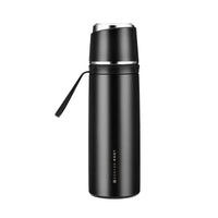 1 x RAW Customer Returns Loon Brands Thermos Flask with Mug - Thermo Mug 500 ml - Drinking Bottle Stainless Steel 100 Leak-Proof Insulated Mug Double-Walled - Ultralight Thermos Flask for Office, Sports, Outdoor Black  - RRP €26.38