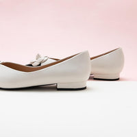 1 x RAW Customer Returns C.Paravano Flat Shoes for Women Women Tweed Ballet Shoes Pointed Flat Shoes 38,White  - RRP €128.0