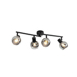 1 x RAW Customer Returns Qazqa - Art Deco Art Deco ceiling light I ceiling lamp I lamp I light black with smoked glass 4-bulb spot bar light - Vidro I living room I bedroom - elongated - LED suitable E14 - RRP €40.28