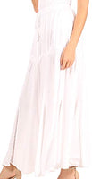 1 x RAW Customer Returns Sakkas Olivia Women s Maxi Bohemian Gypsy Long Skirt with Elastic Waist and Lace - White - OSP - RRP €41.99