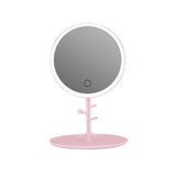 1 x RAW Customer Returns GVEFIVME cosmetic mirror with LED light, illuminated make-up mirror for make-up, shaving and wearing contact lenses, 3 light colors and dimmable brightness pink  - RRP €12.08