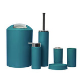 1 x RAW Customer Returns 6-piece bathroom set bathroom accessory set organizer soap dispenser, toothbrush cup, cosmetic bin, toilet brush and holder, soap dish, trash can, toothbrush holder, bathroom set dark turquoise design 2a  - RRP €22.18