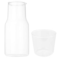 1 x Brand New TOPBATHY 1 Set 360ml Bedside Water Jug with Clear Glass, Practical Glass Pitcher, Teapot, Milk Cup - RRP €17.14