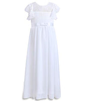 1 x RAW Customer Returns TYHTYM Flower Girl Dress Pageant Wedding Lace Dress Ball Gown Ball Gown Girls Party Dress Flutter Sleeve White 6-7 years, white  - RRP €41.33