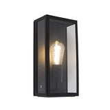 1 x RAW Customer Returns Qazqa - Modern Industrial I Vintage I Outdoor wall lamp black IP44 with glass - Rotterdam I Outdoor lighting - Stainless steel rectangular - LED suitable E27 - RRP €26.17