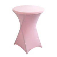 1 x RAW Customer Returns iEventStar Stretch Bar Table Covers Spandex Bar Table Covers Bar Table Wedding Reinforcement in the Foot Area Round Tablecloth for Bistro Table Cocktail Party Pink, Diameter 80-85 cm  - RRP €20.99