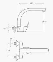 1 x RAW Customer Returns Armatur kitchen has chrome wall m-5 11 cm between the sockets  - RRP €43.98