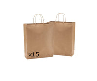 1 x RAW Customer Returns LUESTSIX16 Pack Brown Kraft Paper with Handles Gift Shopping Presents Wedding Birthday Party Christmas Packaging 32 x 12 x 40 cm 15  - RRP €22.8