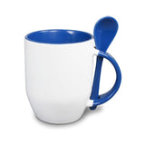 1 x Brand New DECOHO - Mug with integrated spoon Yellow color mug 33 cL, Ceramic, Dishwasher safe - RRP €9.9