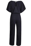 1 x RAW Customer Returns Cegerne Women s Elegant Jumpsuit Overall Trouser Suit Playsuit Romper Festive Summer O-Neck, Black02, M - RRP €46.38