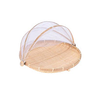 1 x RAW Customer Returns Xshelley Round Bamboo Basket with Lid Vegetable Fruit Bread Storage Basket 42cm Diameter  - RRP €29.82