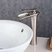 1 x RAW Customer Returns Waterfall Faucet Bathroom, Beelee Faucet Sink for Bathroom, Single Lever Mixer Basin Faucets, Ceramic Valve, Cold and Hot Water Available, Brushed Nickel, BL9009NH - RRP €77.22