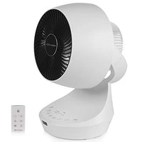 1 x RAW Customer Returns MYCARBON Fan Quiet 20dB DC Motor 12 Speeds 8h Timer Table Fan with Remote Control 3D Air Circulator Fan Turbo Fan for Office Living Room Bedroom - RRP €99.99