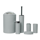 1 x RAW Customer Returns GMMH 6-piece bathroom set bathroom accessories set organizer soap dispenser, toothbrush cup, cosmetic bin, toilet brush and holder, soap dish, trash can, toothbrush holder, bathroom set light gray design 2a  - RRP €22.99