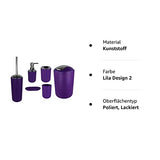 1 x RAW Customer Returns GMMH 6-piece bathroom set bathroom accessories set organizer soap dispenser, toothbrush cup, cosmetic bin, toilet brush and holder, soap dish, trash can, toothbrush holder, bathroom set purple design 2  - RRP €22.18