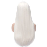 1 x RAW Customer Returns PORSMEER Women s White Long Straight Wigs for Women Girls Straight Middle Parting Wig Heat Resistant Synthetic Hair Wig for Daily Party Costume 24 Inches - RRP €22.64