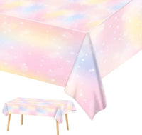 1 x Brand New Gohytal 4 Pack Rainbow Party Tablecloth, Pink Disposable Tablecloth, 137x275cm Rectangle Waterproof Tablecloth for Kids Girls Boys Birthday Party Decoration - RRP €20.4