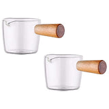 1 x RAW Customer Returns Hausdec 2PCS Transparent Glass Creamer with Wooden Handle, Mini Coffee Milk Creamer. 50ml - RRP €20.4