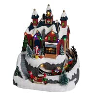 1 x RAW Customer Returns HESPERIDE F erie Lights et Christmas Lighted Christmas Village, Gift Workshop and Train - RRP €38.15