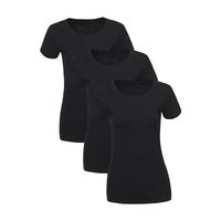 1 x RAW Customer Returns LiKing Women s T-Shirt Cotton Short Sleeve Basic Summer Crew Neck T-Shirts Top Blouse Pack of 3 6101 Black 6101-BL-XL-3 - RRP €25.2