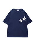 1 x RAW Customer Returns Aelfric Eden T-shirt Oversized Men s T-shirt Summer Short Sleeve Round Neck Basic Tops Casual Y2K T-shirt with Stars Streetwear Longshirt Tops Black Blue S - RRP €40.33