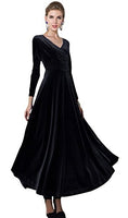 1 x RAW Customer Returns Urban GoCo Women Dresses Vintage V-Neck Long Sleeve Velvet Dress Evening Prom Dresses XXL, Black  - RRP €57.46