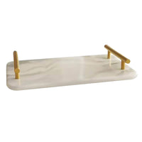 1 x RAW Customer Returns FOMIYES Marble Ceramic Jewelry Tray Rectangular Marble Tray with Gold Metal Handles Cosmetic Storage for Home - RRP €46.79