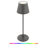 1 x RAW Customer Returns LED battery table lamp, touch dimmable 8 colors RGB metal LED table lamp wireless - indoor and outdoor, IP54 waterproof rechargeable LED table lamp for bedroom, reading, work, bars, restaurants gray  - RRP €49.18