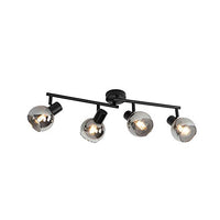 1 x RAW Customer Returns Qazqa - Art Deco Art Deco ceiling light I ceiling lamp I lamp I light black with smoked glass 4-bulb spot bar light - Vidro I living room I bedroom - elongated - LED suitable E14 - RRP €40.28