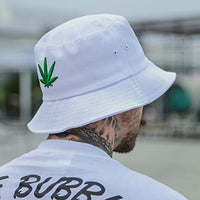 4 x Brand New Marijuana Leaf Bucket Hat, Bucket Hat, Foldable, Unisex, White, One Size - RRP €96.0