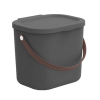 1 x RAW Customer Returns Rotho Albula storage container with lid 6L storage system storage box with handle made of recycled plastic storage BPA-free anthracite  - RRP €15.21